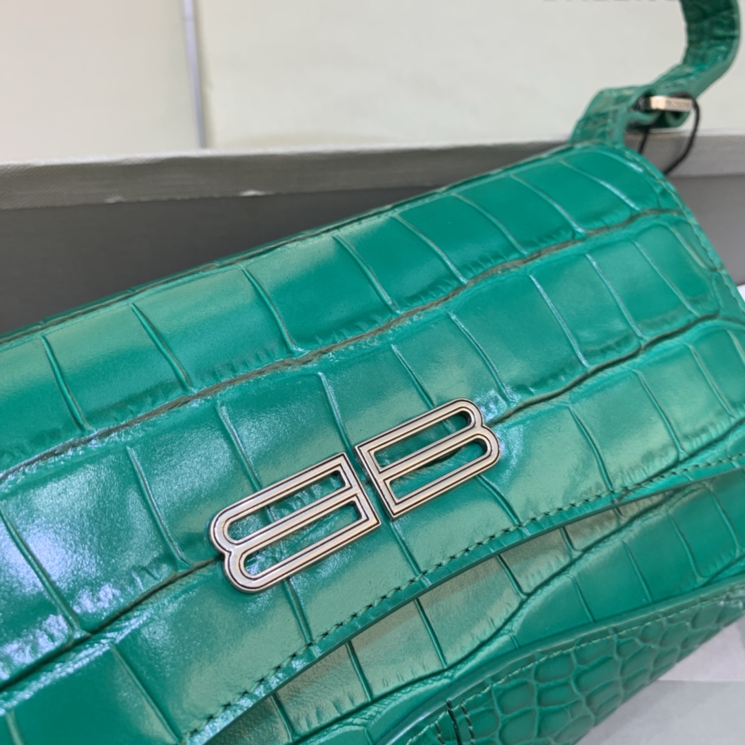 Balenciaga XX Small Flap Bag Crocodile Embossed Green